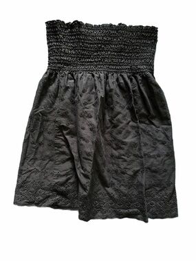 Vintage Juicy Couture Black Smocked Eyelet Strapless Top
